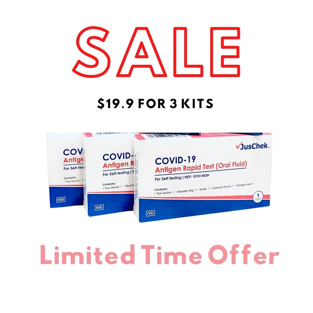 (Oral Fluid) JusChek COVID-19 Antigen Rapid Test 3 pack