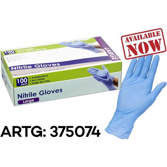 Nitrile Gloves Pack of 100 – Poweder Free (Latex Free)