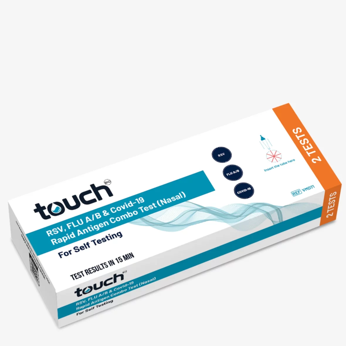 Touchbio 4 in 1 Self-testing Kit for RSV, Flu A/B, & COVID-19 | 2 Tests per pack